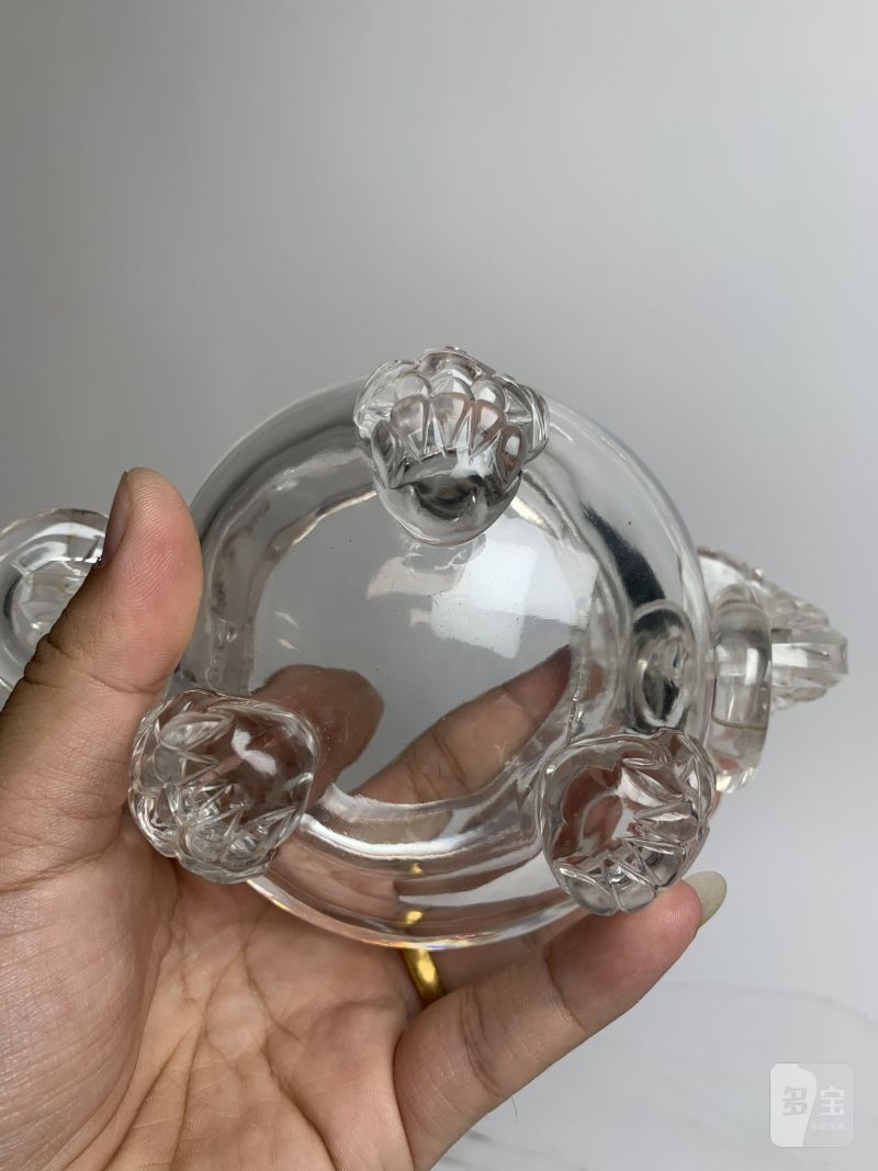 清中期 水晶龙钮活环耳三足炉 - 图13